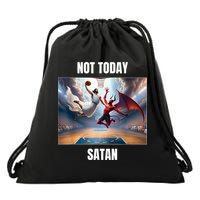 Jesus Vs Satan Playing Basketball Not Today Satan Drawstring Bag