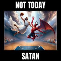 Jesus Vs Satan Playing Basketball Not Today Satan Drawstring Bag