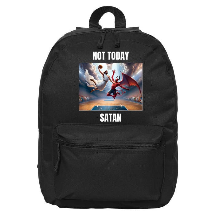 Jesus Vs Satan Playing Basketball Not Today Satan 16 in Basic Backpack
