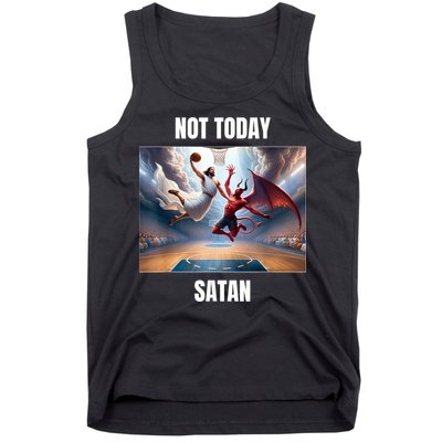 Jesus Vs Satan Playing Basketball Not Today Satan Tank Top