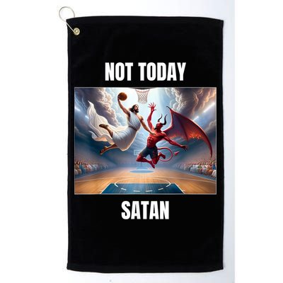 Jesus Vs Satan Playing Basketball Not Today Satan Golf Towel