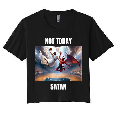 Jesus Vs Satan Playing Basketball Not Today Satan Crop Top