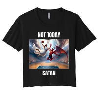 Jesus Vs Satan Playing Basketball Not Today Satan Crop Top