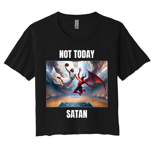 Jesus Vs Satan Playing Basketball Not Today Satan Crop Top