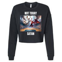 Jesus Vs Satan Playing Basketball Not Today Satan Cropped Pullover Crew
