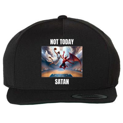 Jesus Vs Satan Playing Basketball Not Today Satan Wool Snapback Cap