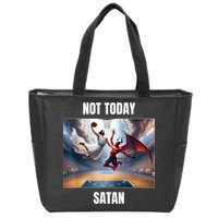 Jesus Vs Satan Playing Basketball Not Today Satan Zip Tote Bag
