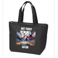 Jesus Vs Satan Playing Basketball Not Today Satan Zip Tote Bag
