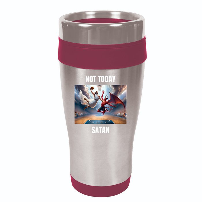 Jesus Vs Satan Playing Basketball Not Today Satan 16oz Travel Tumbler