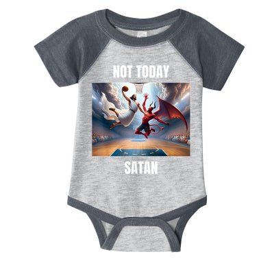 Jesus Vs Satan Playing Basketball Not Today Satan Infant Baby Jersey Bodysuit