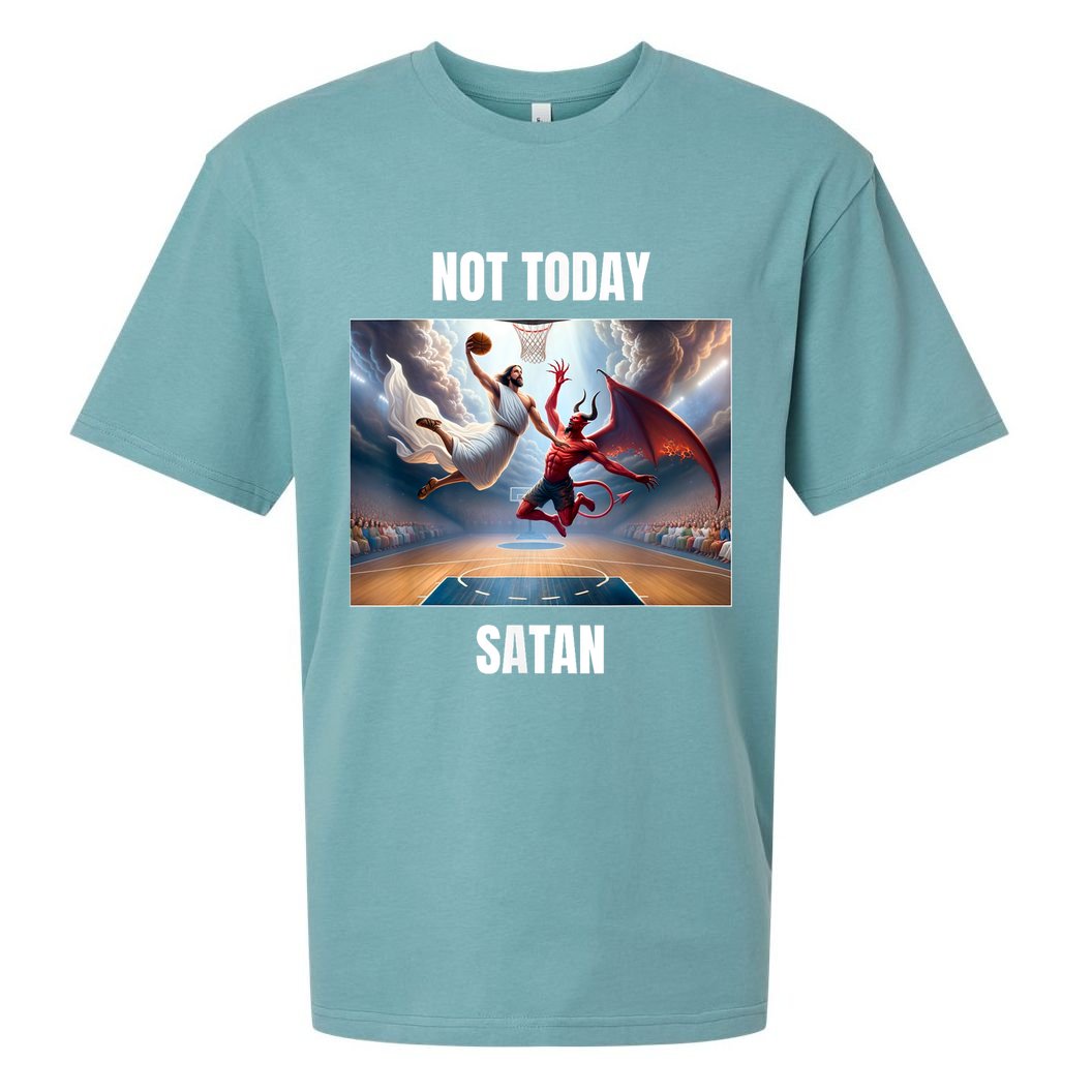 Jesus Vs Satan Playing Basketball Not Today Satan Sueded Cloud Jersey T-Shirt