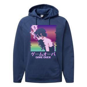 Japanese Vaporwave Sad Anime Game Over Indie Aesthetic Gift Performance Fleece Hoodie