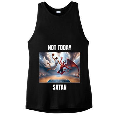 Jesus Vs Satan Playing Basketball Not Today Satan Ladies PosiCharge Tri-Blend Wicking Tank