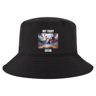Jesus Vs Satan Playing Basketball Not Today Satan Cool Comfort Performance Bucket Hat