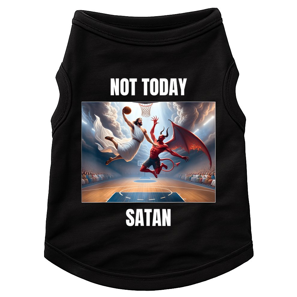 Jesus Vs Satan Playing Basketball Not Today Satan Doggie Tank