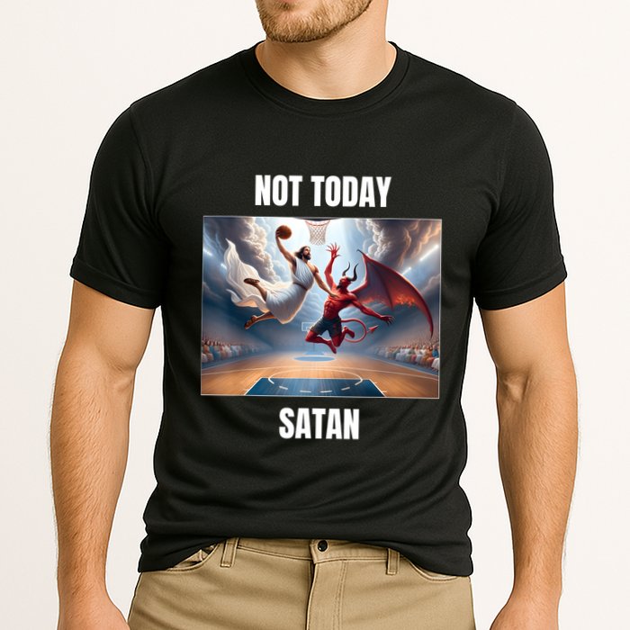 Jesus Vs Satan Playing Basketball Not Today Satan Performance Shirt