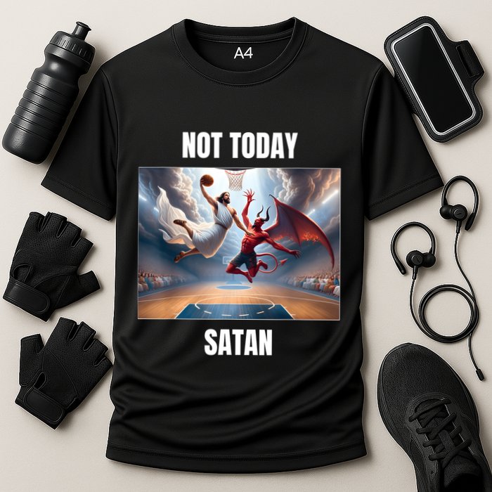 Jesus Vs Satan Playing Basketball Not Today Satan Performance Shirt