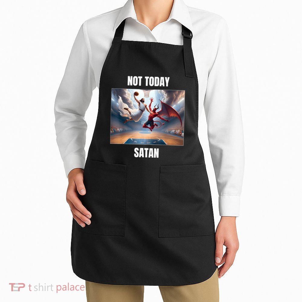 Jesus Vs Satan Playing Basketball Not Today Satan Apron