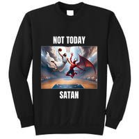 Jesus Vs Satan Playing Basketball Not Today Satan Sweatshirt