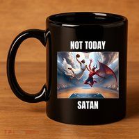 Jesus Vs Satan Playing Basketball Not Today Satan 11oz C Handle Ceramic Mug