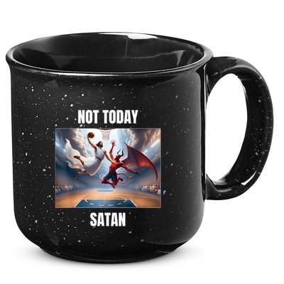 Jesus Vs Satan Playing Basketball Not Today Satan 15oz Campfire Ceramic Mug