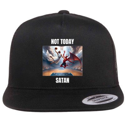 Jesus Vs Satan Playing Basketball Not Today Satan Flatbill Hat