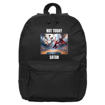 Jesus Vs Satan Playing Basketball Not Today Satan 16 in Basic Backpack