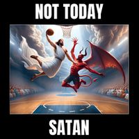 Jesus Vs Satan Playing Basketball Not Today Satan 16 in Basic Backpack