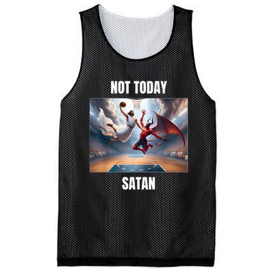 Jesus Vs Satan Playing Basketball Not Today Satan Mesh Reversible Basketball Jersey Tank