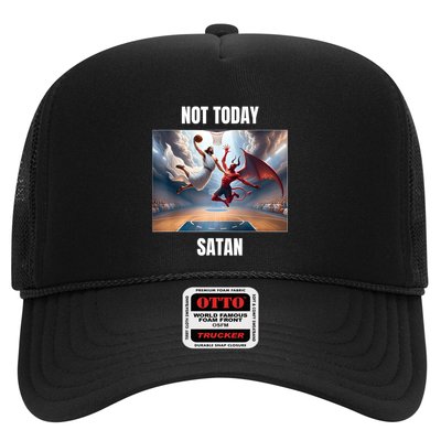 Jesus Vs Satan Playing Basketball Not Today Satan Trucker Hat