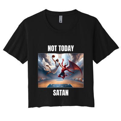 Jesus Vs Satan Playing Basketball Not Today Satan Crop Top