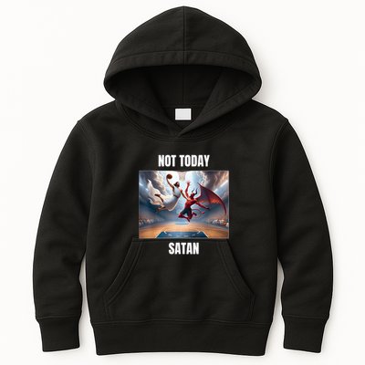 Jesus Vs Satan Playing Basketball Not Today Satan Kids Hoodie