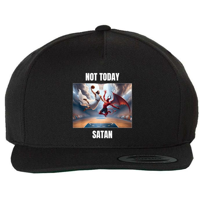 Jesus Vs Satan Playing Basketball Not Today Satan Wool Snapback Cap