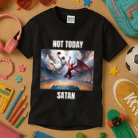 Jesus Vs Satan Playing Basketball Not Today Satan Kids T-Shirt