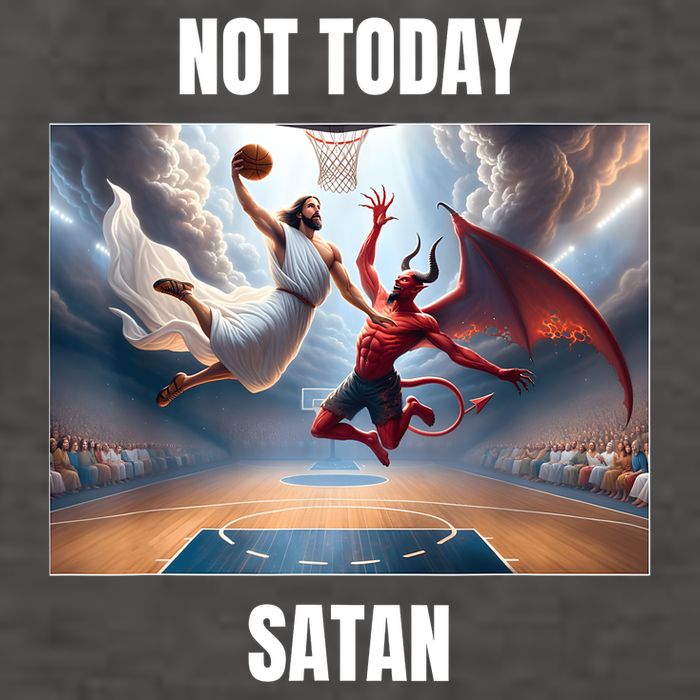 Jesus Vs Satan Playing Basketball Not Today Satan Vector Backpack