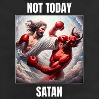 Jesus Vs Satan In A Boxing Match Not Today Satan 7 Panel Mesh Trucker Snapback Hat