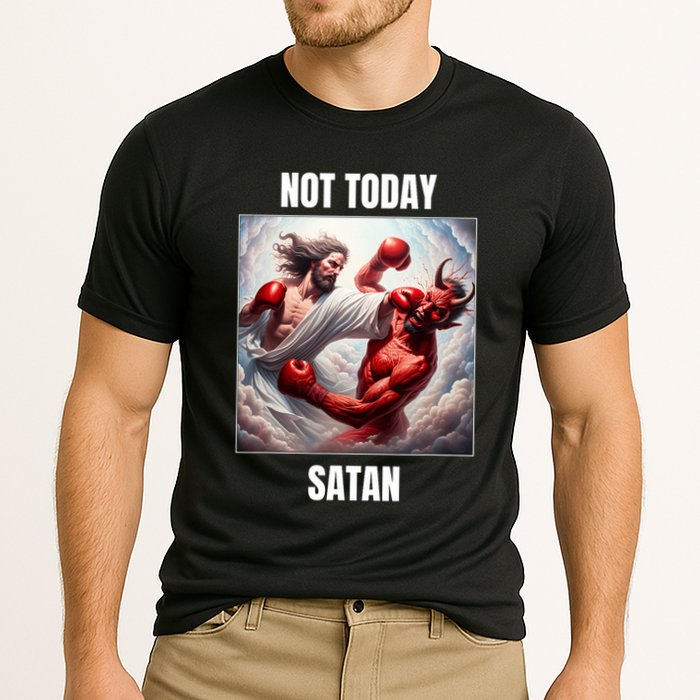 Jesus Vs Satan In A Boxing Match Not Today Satan Performance Shirt
