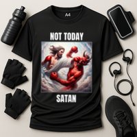 Jesus Vs Satan In A Boxing Match Not Today Satan Performance Shirt