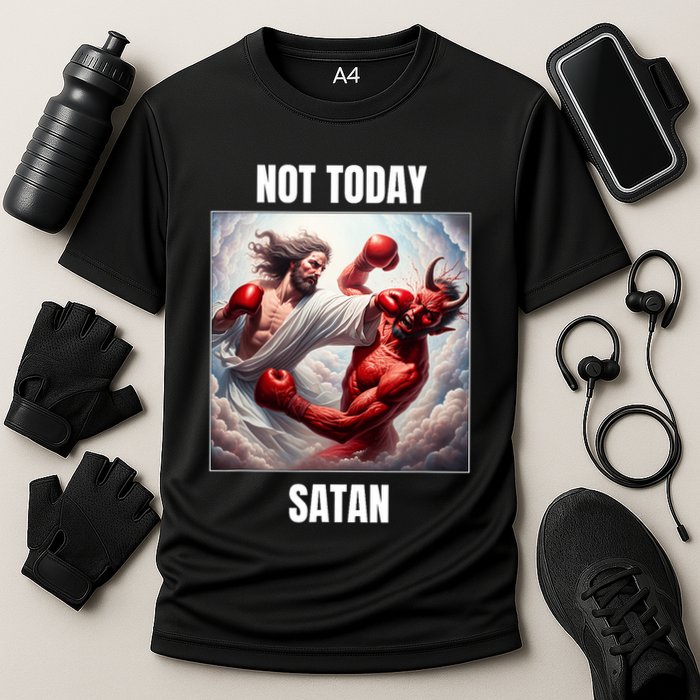 Jesus Vs Satan In A Boxing Match Not Today Satan Performance Shirt
