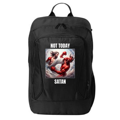 Jesus Vs Satan In A Boxing Match Not Today Satan City Backpack