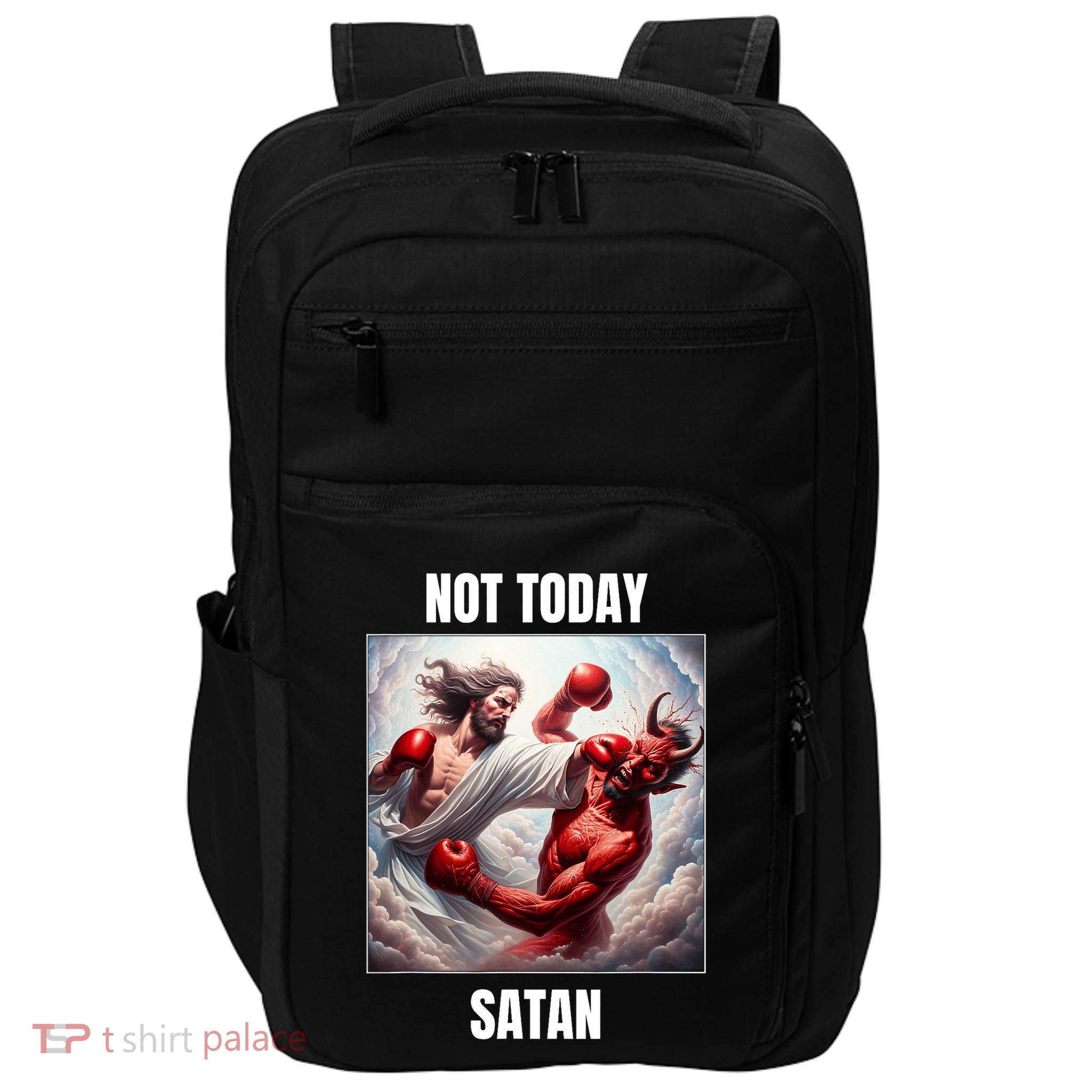 Jesus Vs Satan In A Boxing Match Not Today Satan Impact Tech Backpack
