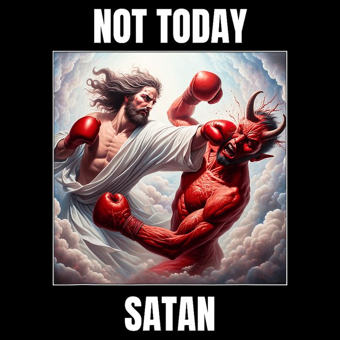Jesus Vs Satan In A Boxing Match Not Today Satan Backpack