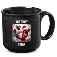 Jesus Vs Satan In A Boxing Match Not Today Satan 15oz Campfire Ceramic Mug