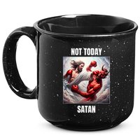 Jesus Vs Satan In A Boxing Match Not Today Satan 15oz Campfire Ceramic Mug
