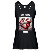 Jesus Vs Satan In A Boxing Match Not Today Satan Ladies Essential Flowy Tank