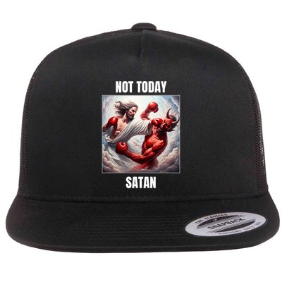 Jesus Vs Satan In A Boxing Match Not Today Satan Flatbill Hat