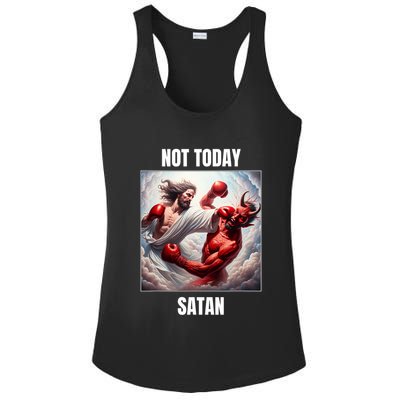 Jesus Vs Satan In A Boxing Match Not Today Satan Ladies PosiCharge Competitor Racerback Tank
