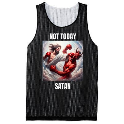 Jesus Vs Satan In A Boxing Match Not Today Satan Mesh Reversible Basketball Jersey Tank