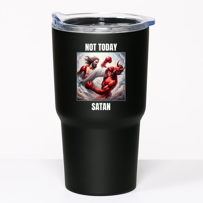 Jesus Vs Satan In A Boxing Match Not Today Satan Tumbler
