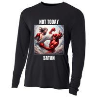 Jesus Vs Satan In A Boxing Match Not Today Satan Cooling Performance Long Sleeve Crew